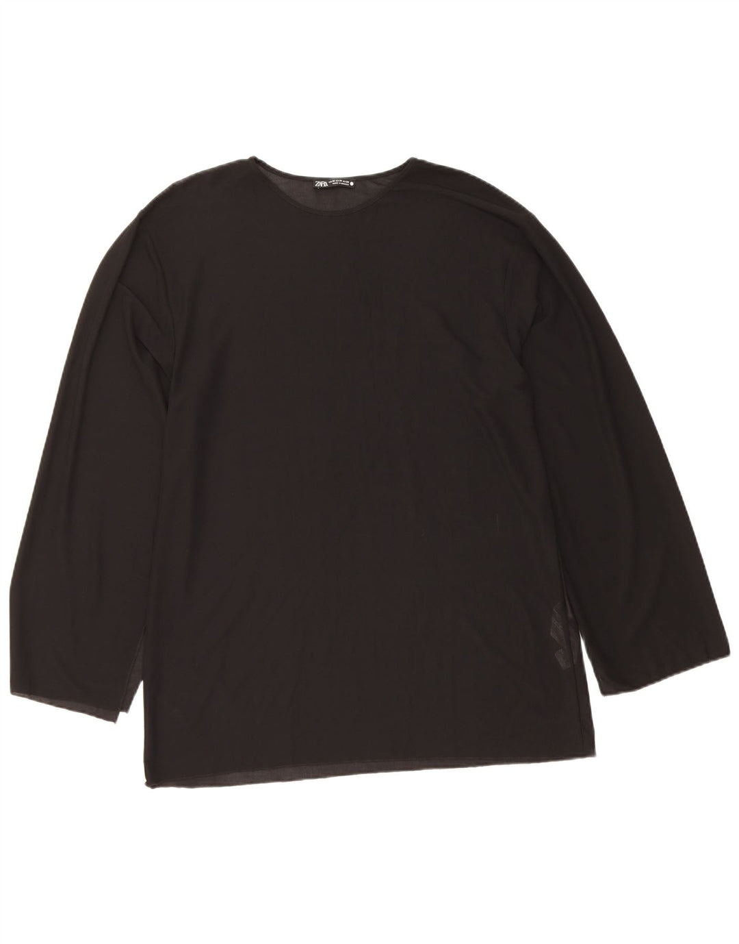 Top pentru femei Zara cu mânecă lungă UK 14 Medium Negru Poliester