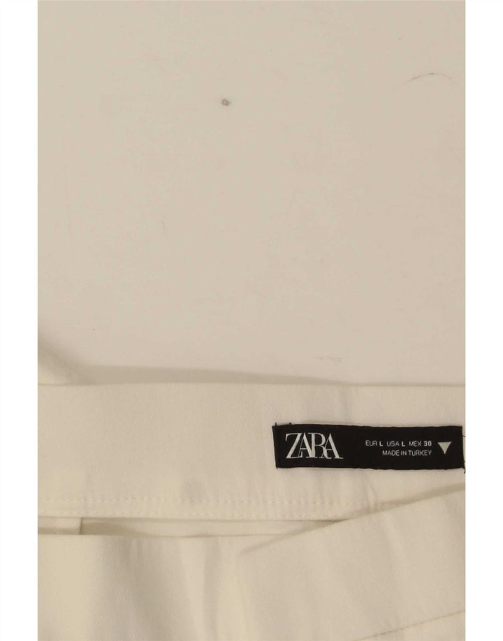 Pantaloni Drepți Decupați De Damă Zara Mari L30 L25 Alb