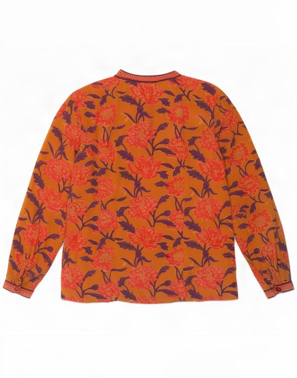 DW-Shop Womens Shirt Blouse EU 42 Large Orange Floral Cotton