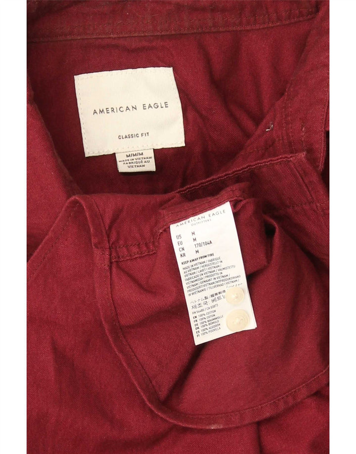 Cămașă pentru bărbați American Eagle Classic Fit, bumbac mediu burgundy