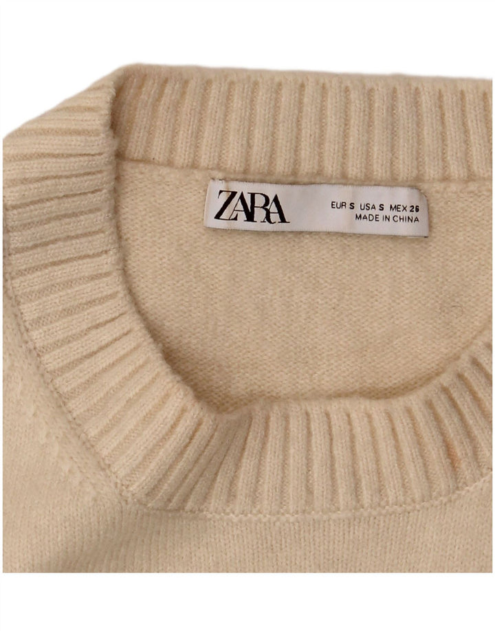 Zara femei Crop Vest Tank Top UK 10 Mic Bej