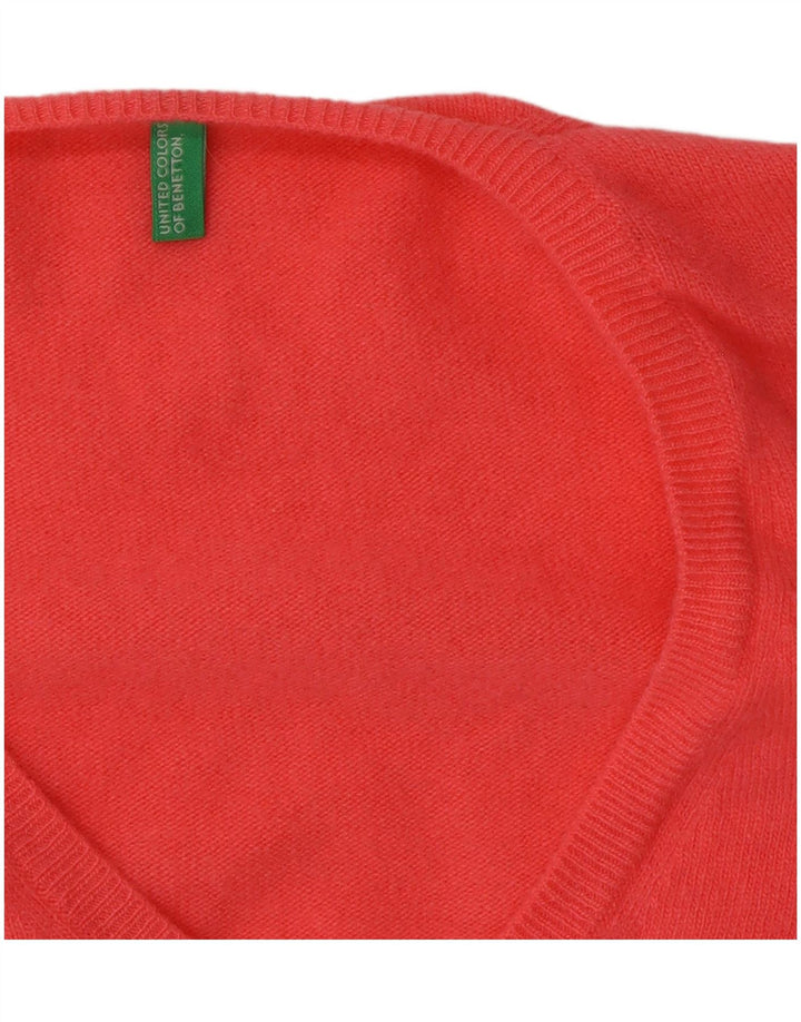 Pulover cu decolteu în V Benetton pentru femei UK 12 Roz mediu