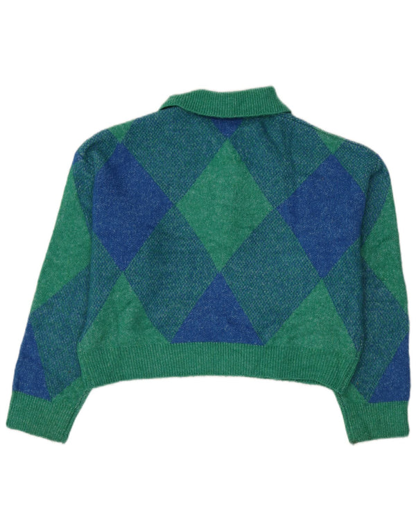 Zara Womens Oversized Polo Neck Jumper Sweater UK 14 Large Green Retro