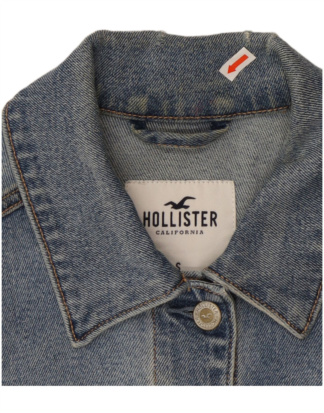 Jachetă de blugi învechită pentru femei HOLLISTER UK 10 Bumbac albastru mic