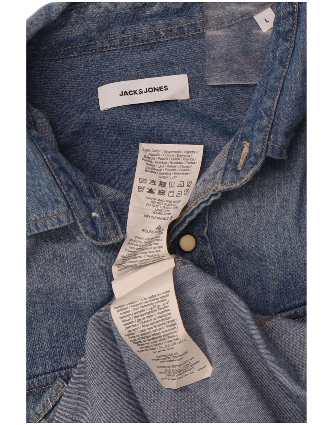 Cămașă de blugi pentru bărbați JACK & JONES, bumbac albastru mare