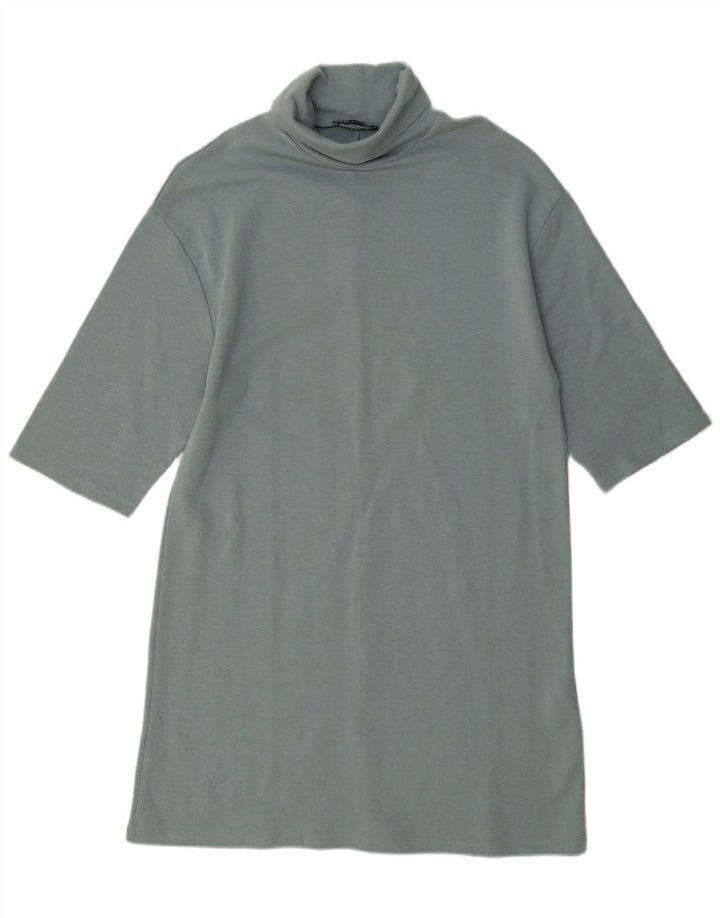 Rochie femeie Zara cu mâneci jumate, 14 UK 14, bumbac albastru mediu