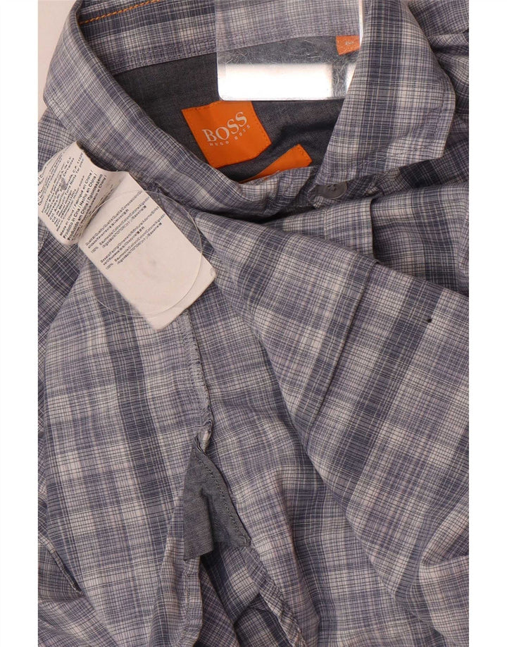 Cămașă Hugo Boss pentru bărbați, cu mânecă scurtă, slim fit, din bumbac cu carouri albastru mediu
