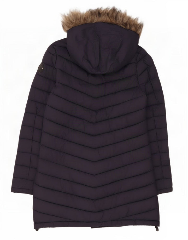Jachetă căptușită cu glugă Superdry pentru femei UK 14 Medium Navy Blue Marine
