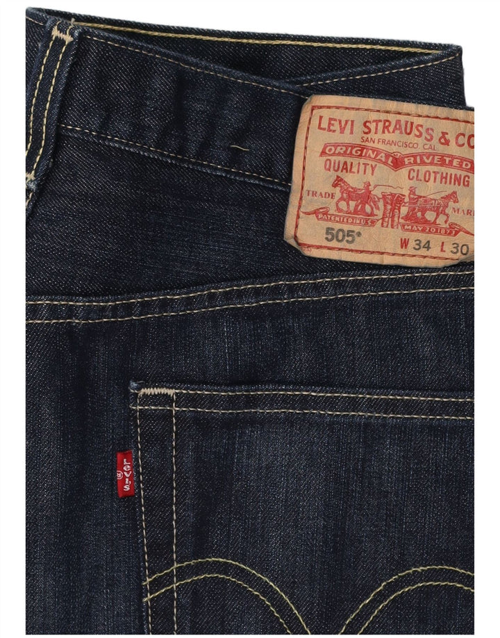 Blugi drepti pentru bărbați Levi's 505 Regular Fit W34 L30 bumbac bleumarin