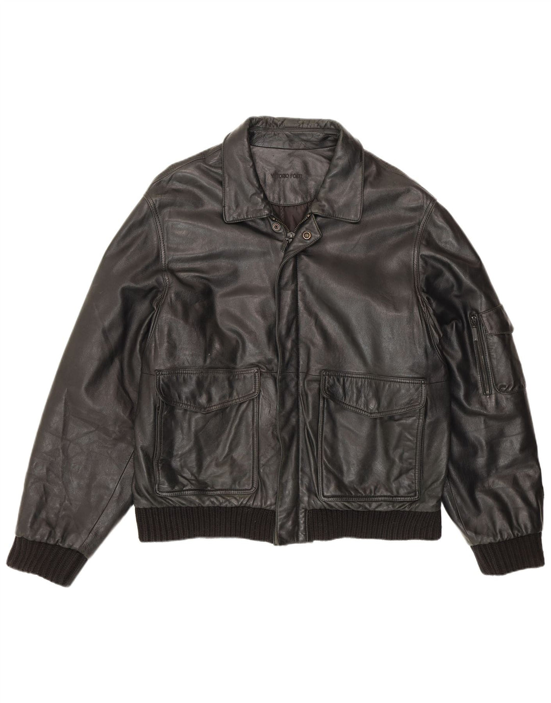 Vittorio Forti Bomber din piele pentru bărbați IT 50 Large Black