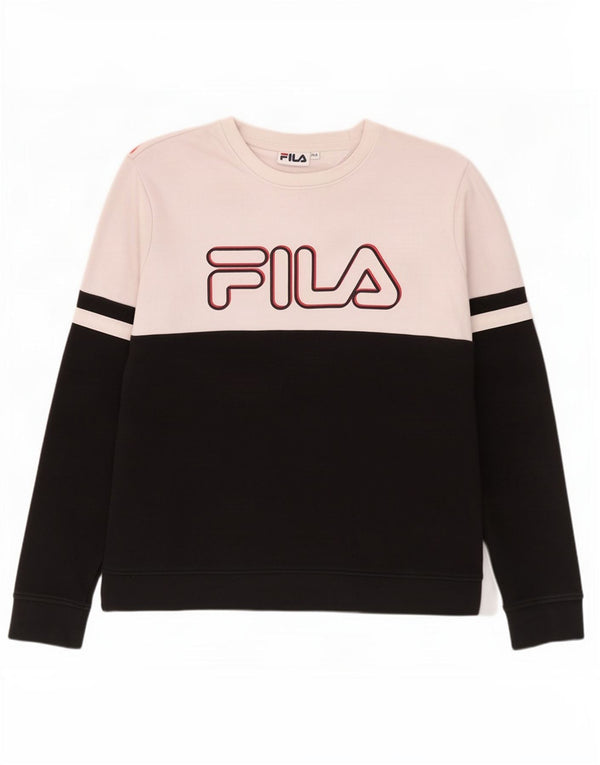 Fila Băieți Pulover Grafic Pulover 15-16 Ani Negru Bumbac Colorblock