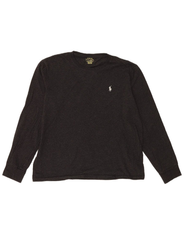 Polo Ralph Lauren, personalizat, slim fit, cu mânecă lungă, din bumbac mare, gri