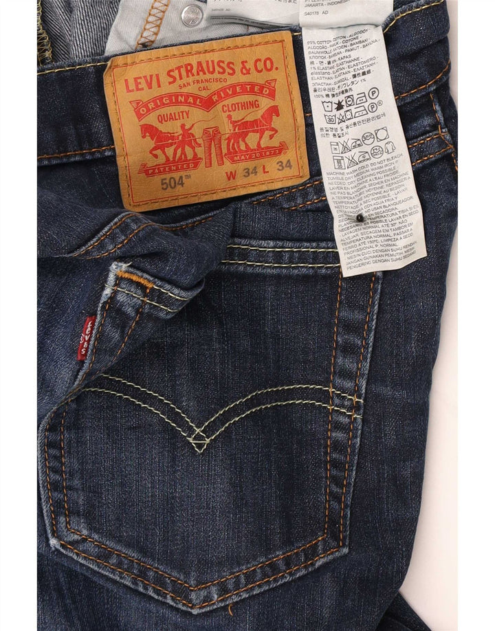 Blugi drepti pentru bărbați Levi's 504 W34 L34 Bumbac albastru