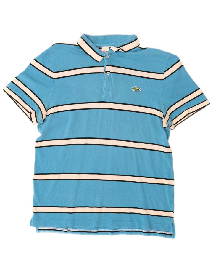 Tricou polo Lacoste pentru bărbați mărimea 5 mare, bumbac cu dungi albastre
