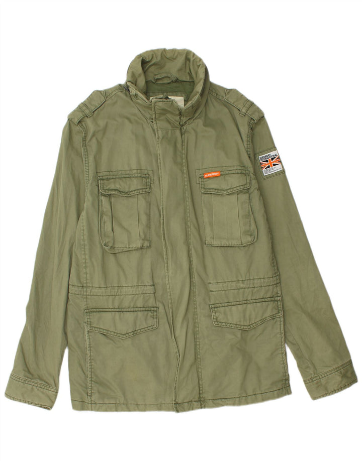 Jachetă militară pentru bărbați SUPERDRY UK 38, bumbac verde mediu