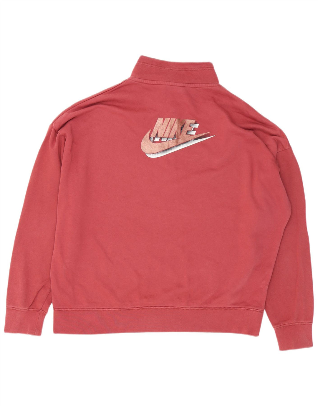 Pulover NIKE pentru femei, supradimensionat, cu grafic și gât, cu fermoar, UK 16, mare, roșu