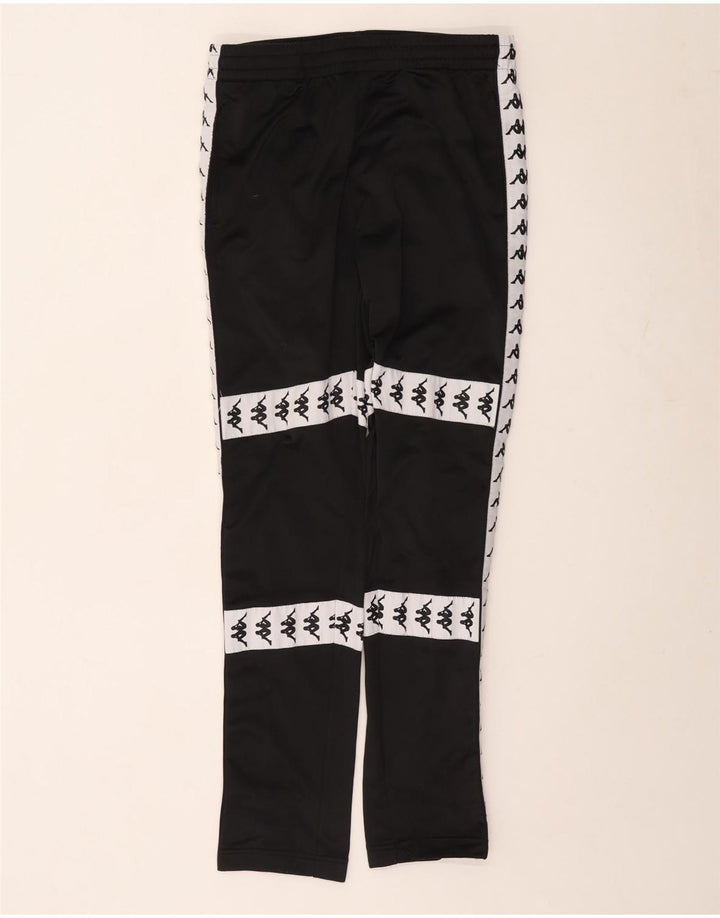 Pantaloni de trening grafic Kappa pentru bărbați, negru mediu, poliester bloc de culoare