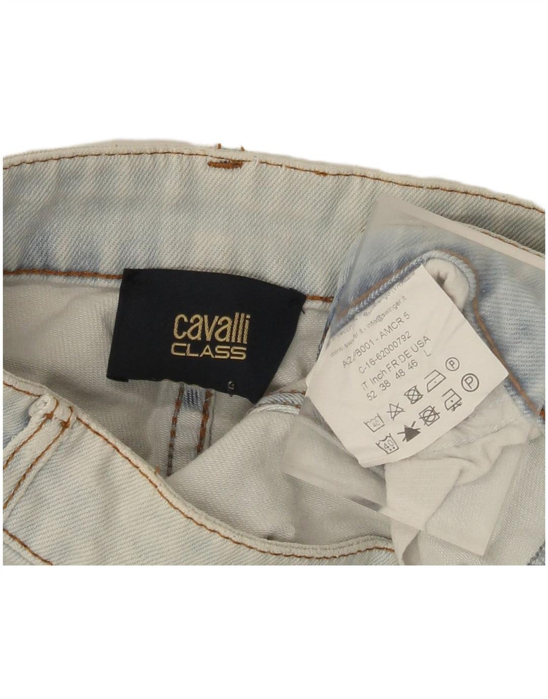 Blugi drepti pentru bărbați Cavalli, mari W34 L29, bumbac albastru
