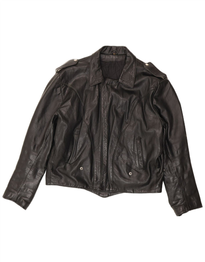 Jachetă militară din piele vintage pentru bărbați UK 42 XL negru