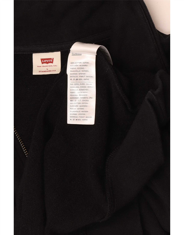 Pulover Levi's pentru bărbați, standard, cu fermoar, cu gât, bumbac mare, negru