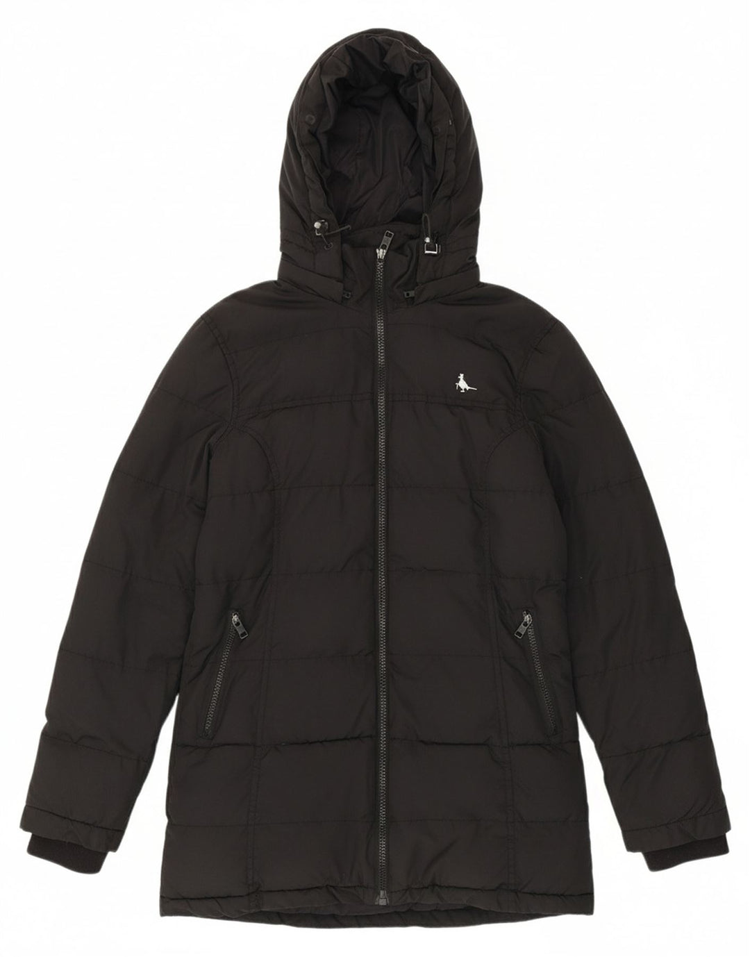 JACK WILLS Womens Hooded Padded Coat UK 8 Small Black Polyester Vintage Jack Wills and Second-Hand Jack Wills from Messina Hembry 