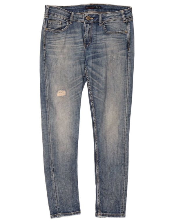 Blugi skinny distressed pentru femei Zara EU 38 Small W28 L28 Albastru