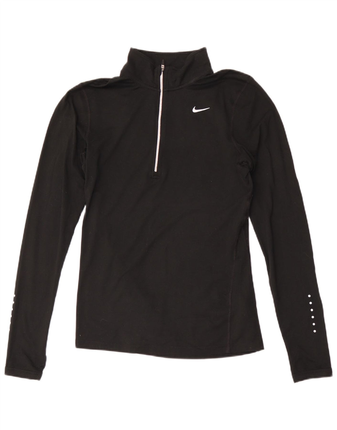 Top de trening Nike Dri Fit Zip Neck Pullover pentru femei UK 10 Small Black
