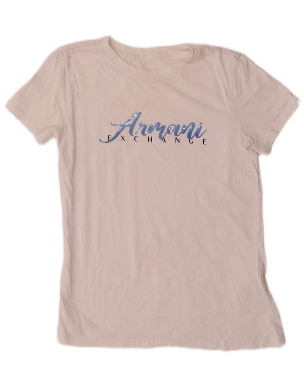 Armani Exchange Tricou cu grafic pentru femei Top UK 6 XS Bumbac alb