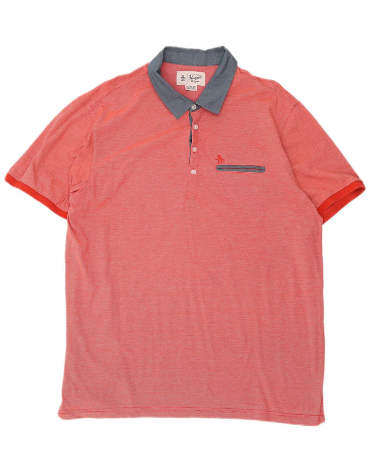 Tricou polo pentru bărbați Penguin XL, roșu, cu dungi