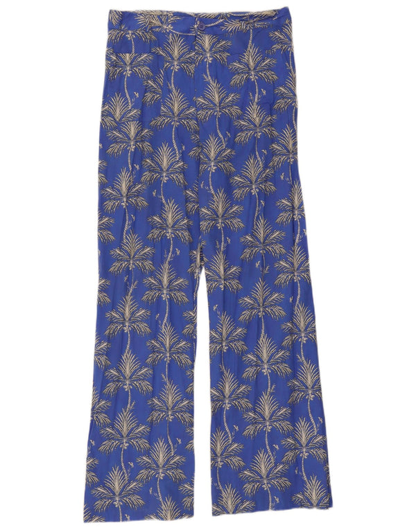 Pantaloni casual pentru femei Zara cu picioare late Mediu L28 L30 Bumbac Floral Albastru