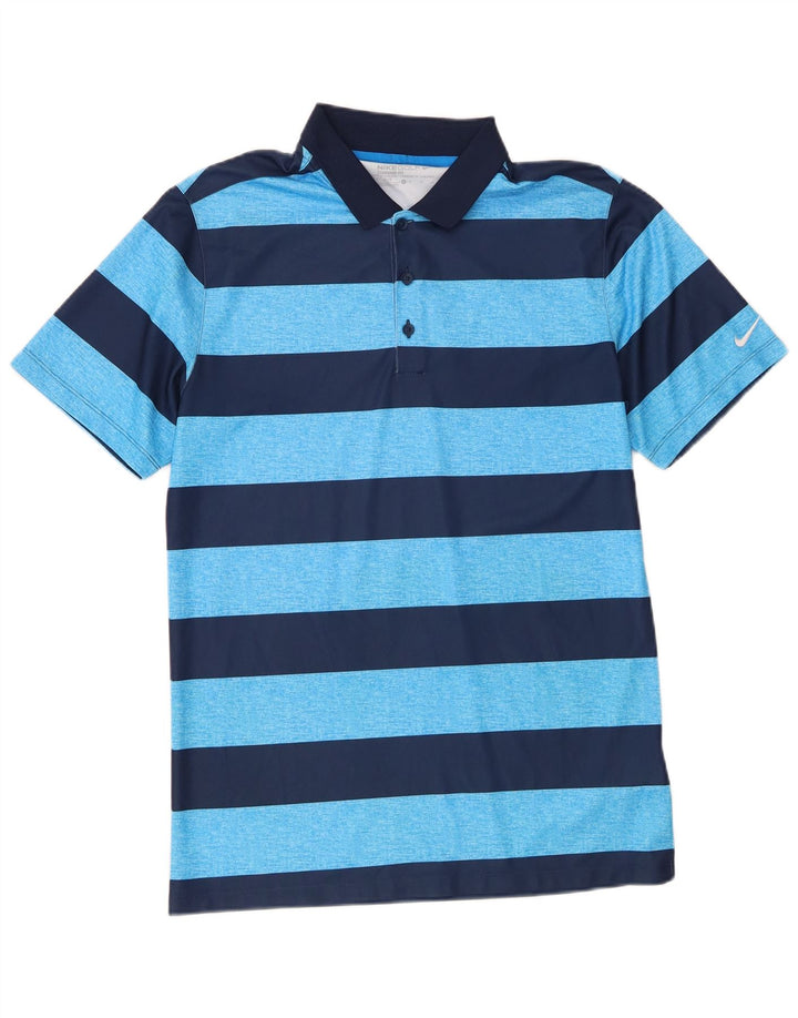 Tricou polo standard Dri Fit Nike pentru bărbați, poliester cu dungi albastre mici