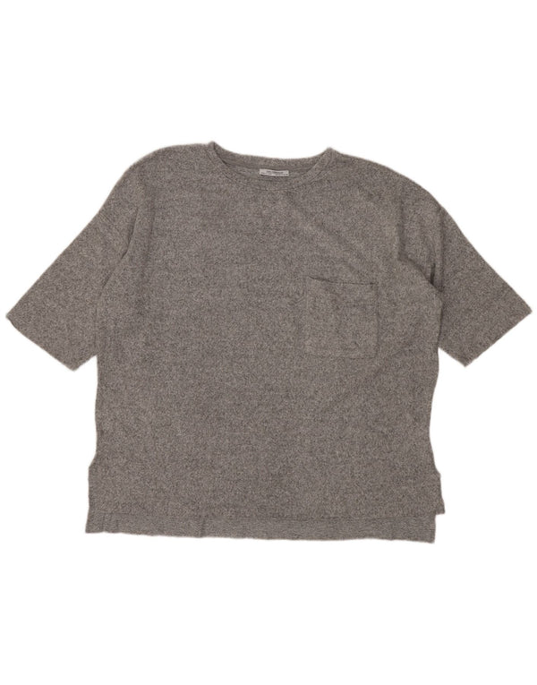 Tricou supradimensionat Trafaluc pentru femei Zara UK 10 Small Grey Flecked