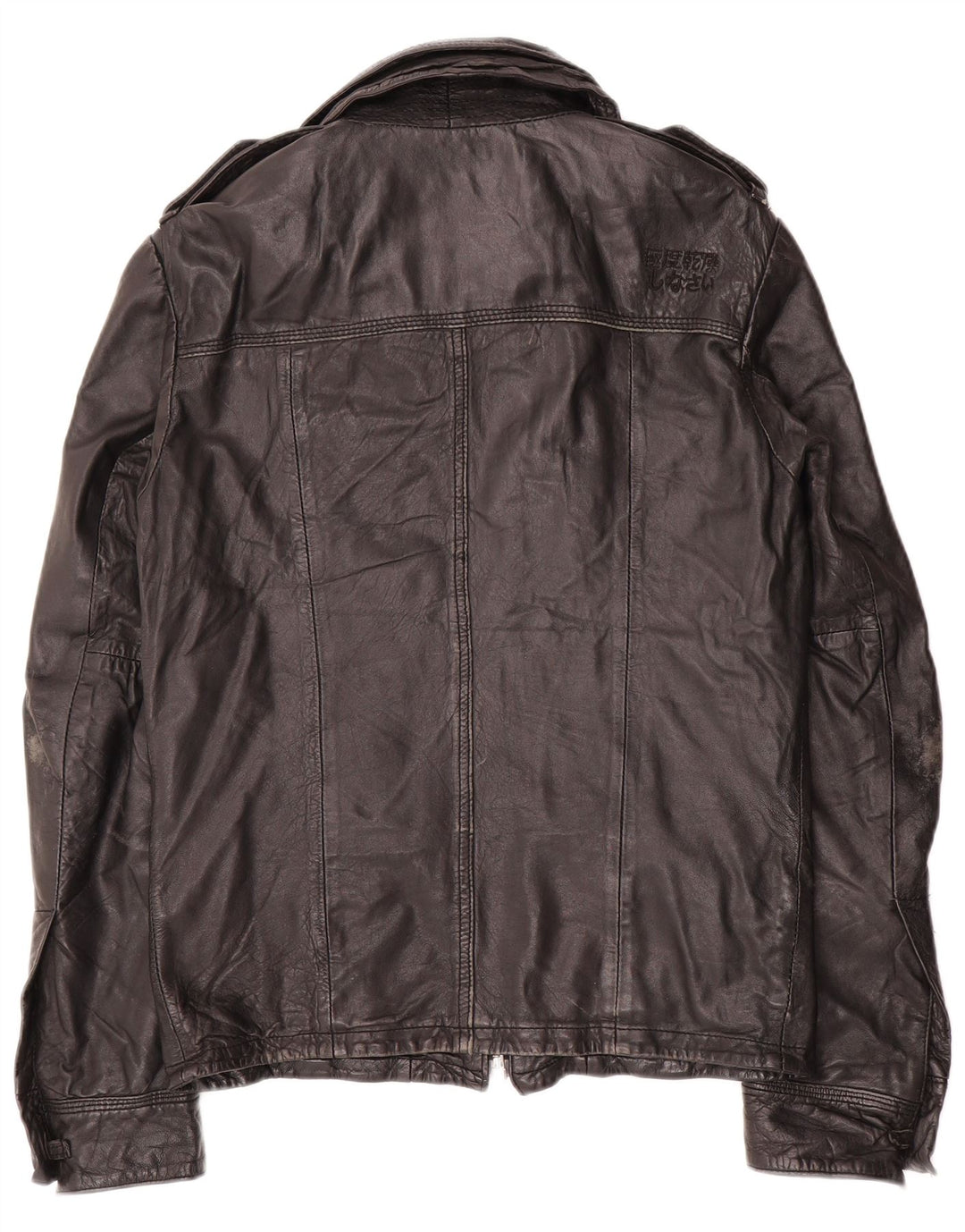 Jachetă militară din piele Superdry pentru bărbați UK 36 Mic din piele neagră