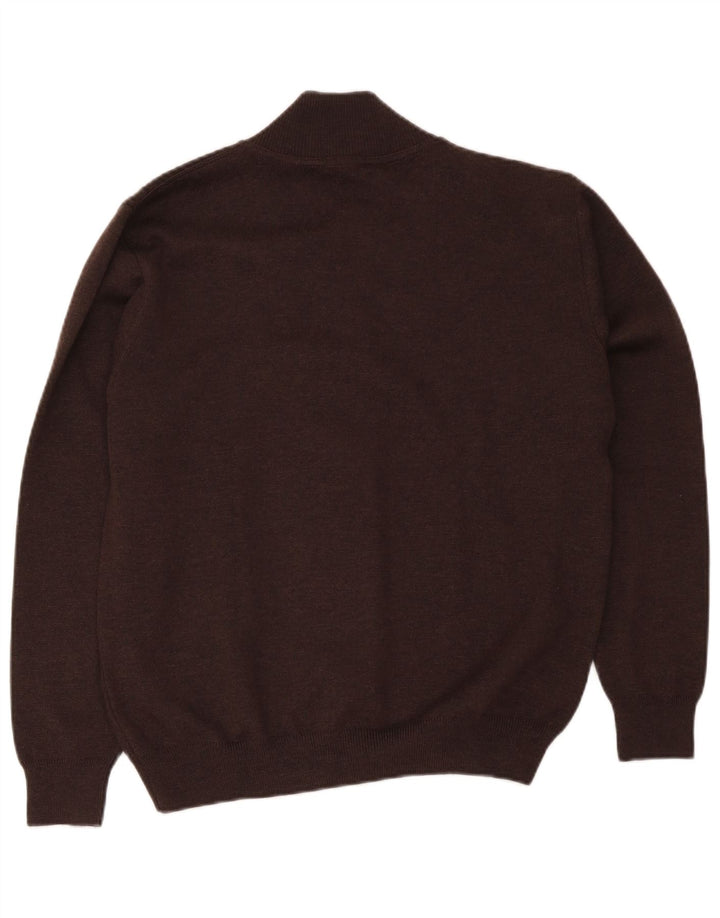 Pulover Cardigan Vintage pentru bărbați cu croială regulată, maro mediu, lână merinos Clasic