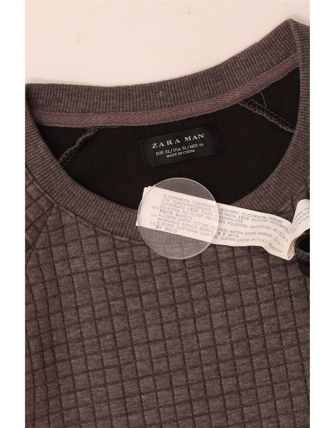 Pulover pentru bărbați Zara XL, poliester cu carouri gri