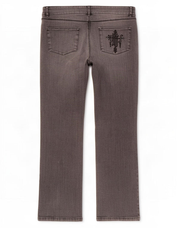 Blugi drepti pentru femei Trussardi W34 L32 bumbac gri