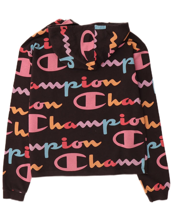 Pulover cu glugă cu grafic pentru fete Champion 15-16 ani 2XL negru