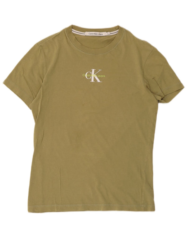 Tricou grafic pentru femei Calvin Klein Jeans Top UK 6 XS Kaki Bumbac