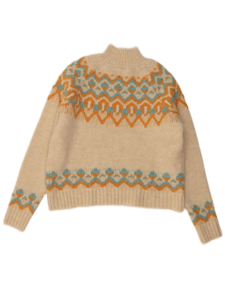 Pulover cu gât țestoasă Superdry pentru femei UK 12 Medium Beige Fair Isle