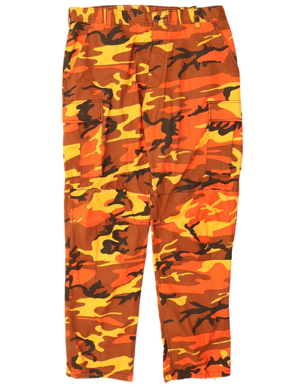 Vintage Womens Straight Cargo Trousers Large W34 L32 Orange Camouflage