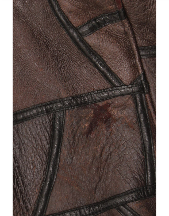 Palton vintage pentru femei din shearling UK 18 XL maro mozaic
