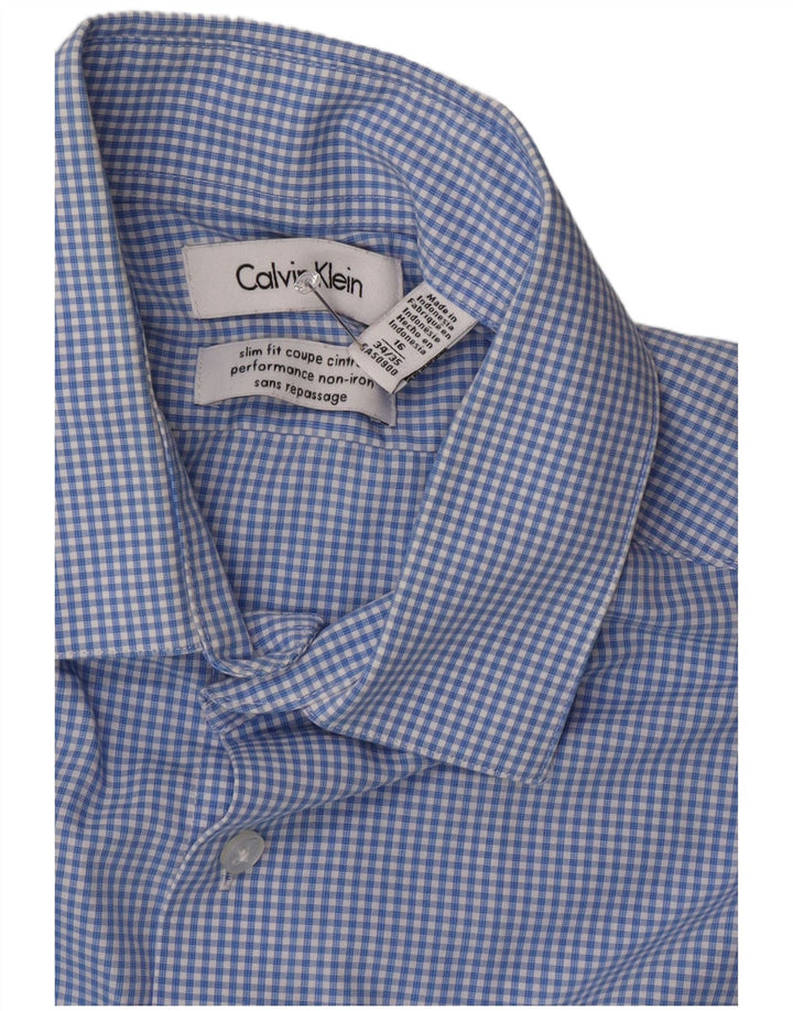 Cămașă pentru bărbați Calvin Klein Slim Fit Mărimea 16 Lung, albastru Gingham
