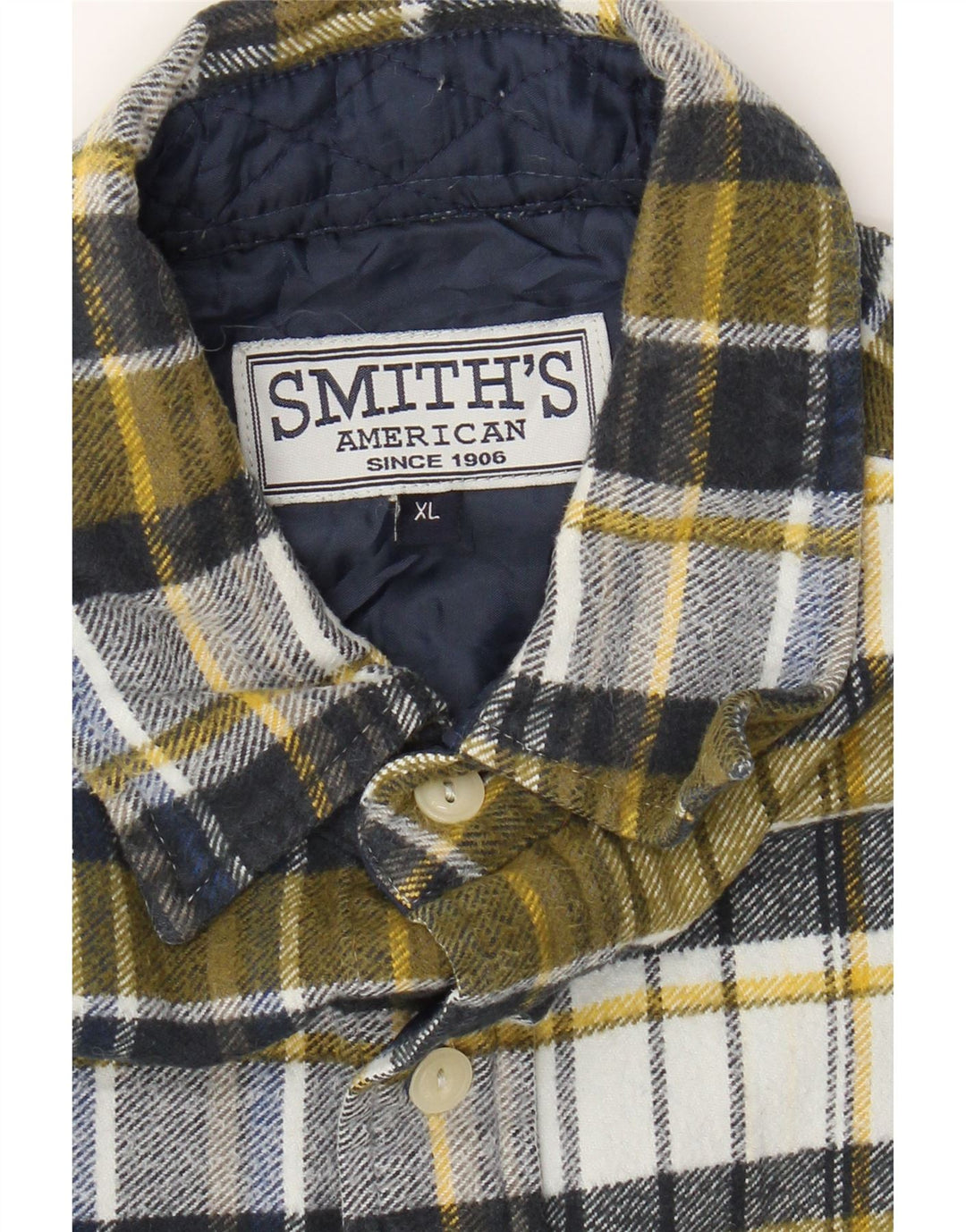 SMITHY'S Mens Flannel Shirt XL Green Check Cotton Vintage SMITHY'S and Second-Hand SMITHY'S from Messina Hembry 