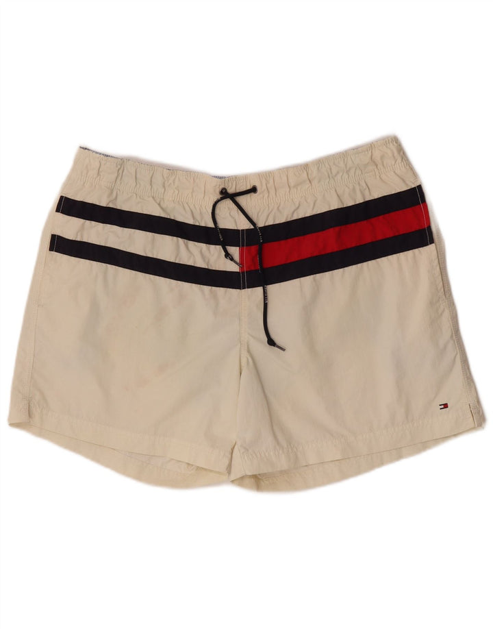 Pantaloni scurți de înot Tommy Hilfiger pentru bărbați, mari, alb, poliester color bloc