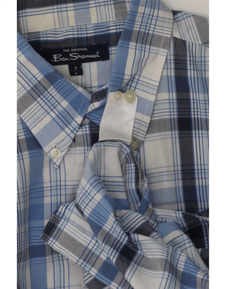 Cămașă cu mânecă scurtă pentru bărbați Ben Sherman, bumbac cu carouri albastre mari
