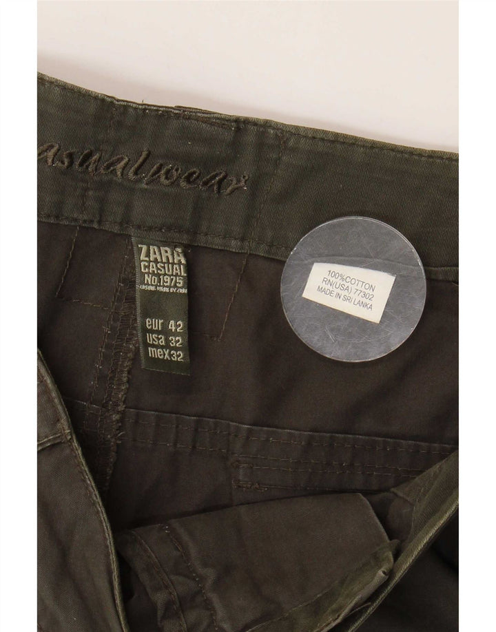 Pantaloni scurți cargo pentru bărbați Zara EU 42 Large W32 Khaki Bumbac