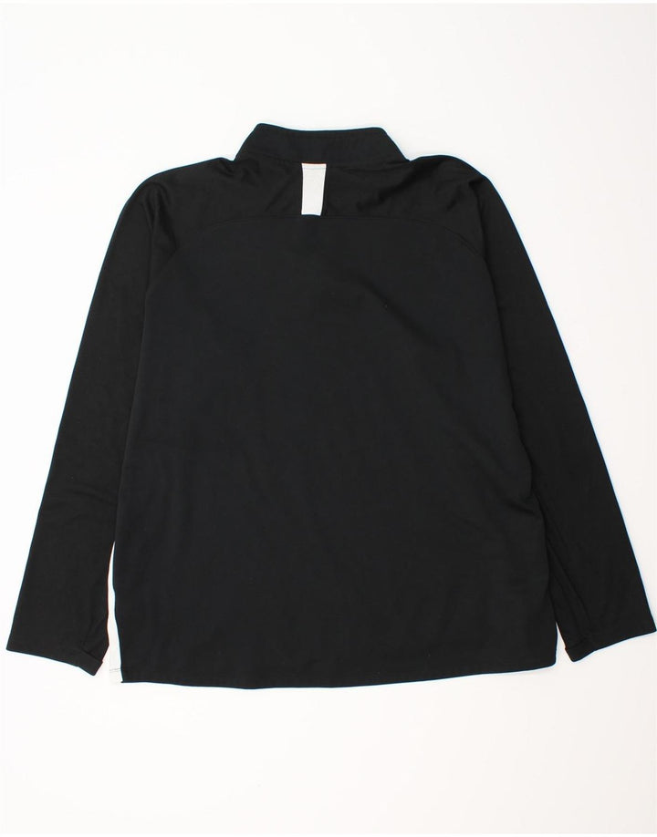 Top de trening NIKE Dri Fit, cu fermoar și gât, negru, color block