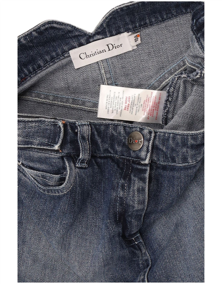 CHRISTIAN DIOR Fusta Mini Denim Fete 9-10 Ani W25 Bumbac Floral Albastru