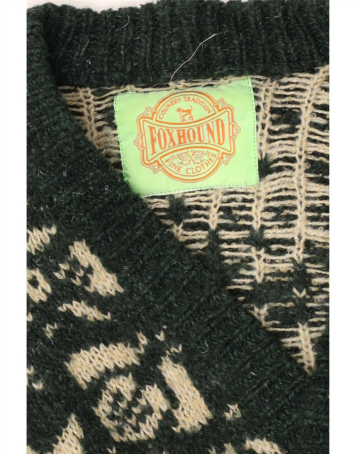 Pulover cardigan pentru bărbați Foxhound, verde mediu Fair Isle