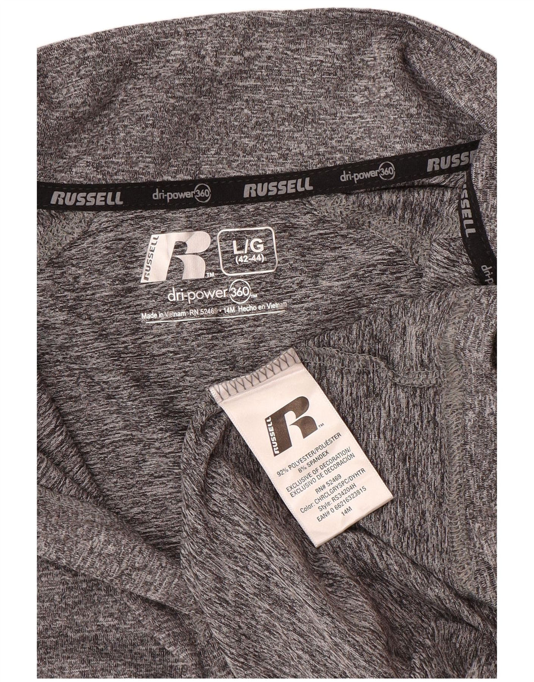 RUSSELL ATHLETIC pentru bărbați Dri-Power Pullover Trening Top UK 42/44 Large Gri